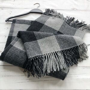 NWT Lanerossi Italian Wool blend Buffalo Plaid Throw blanket